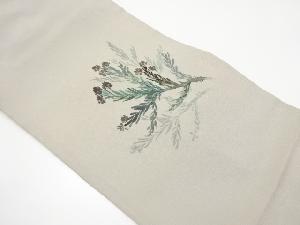 縮緬地 手描き 草花模様名古屋帯